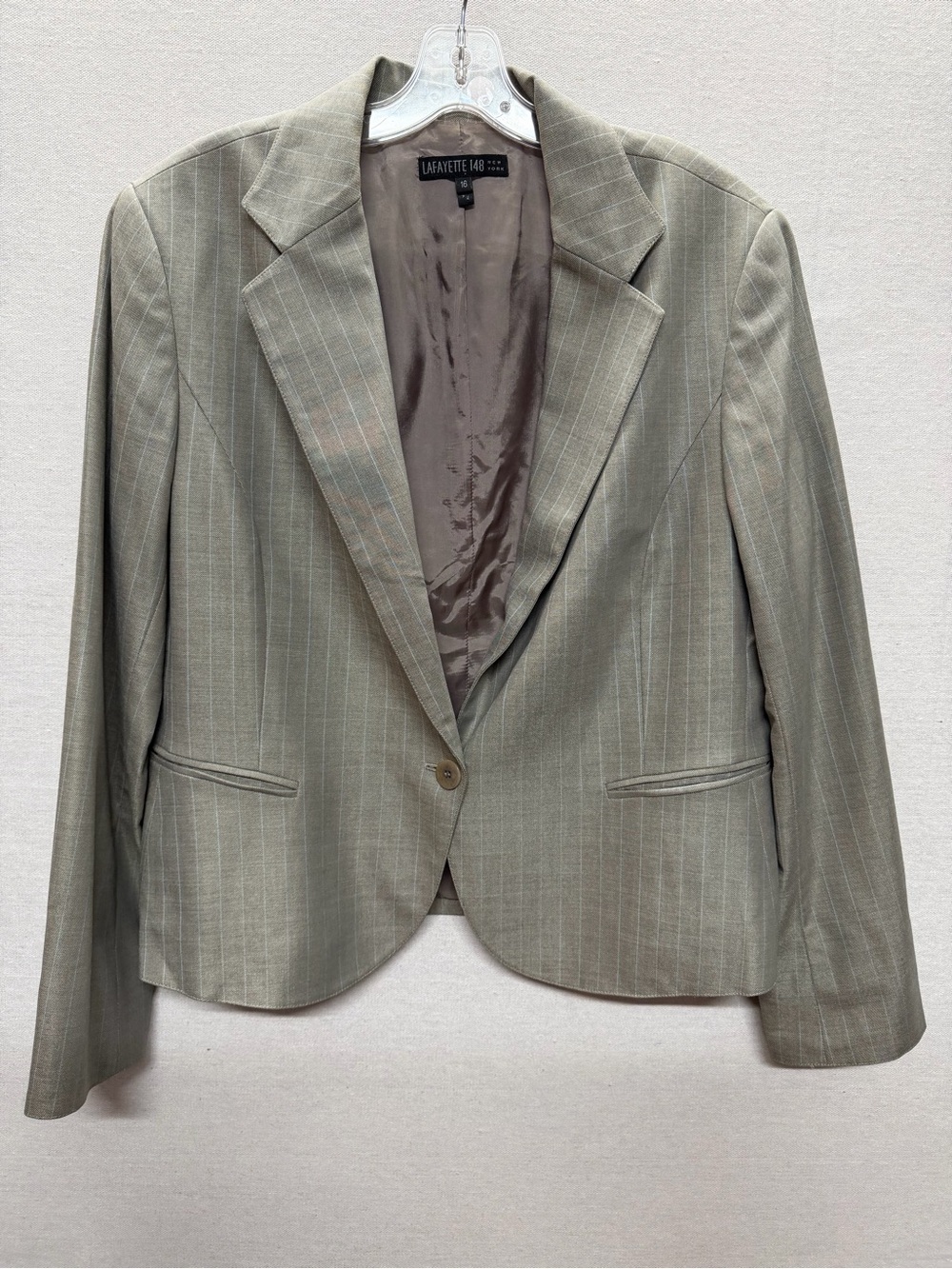 Lafayette 148 Wool/Silk Pinstripe Single Button Blazer - size 16